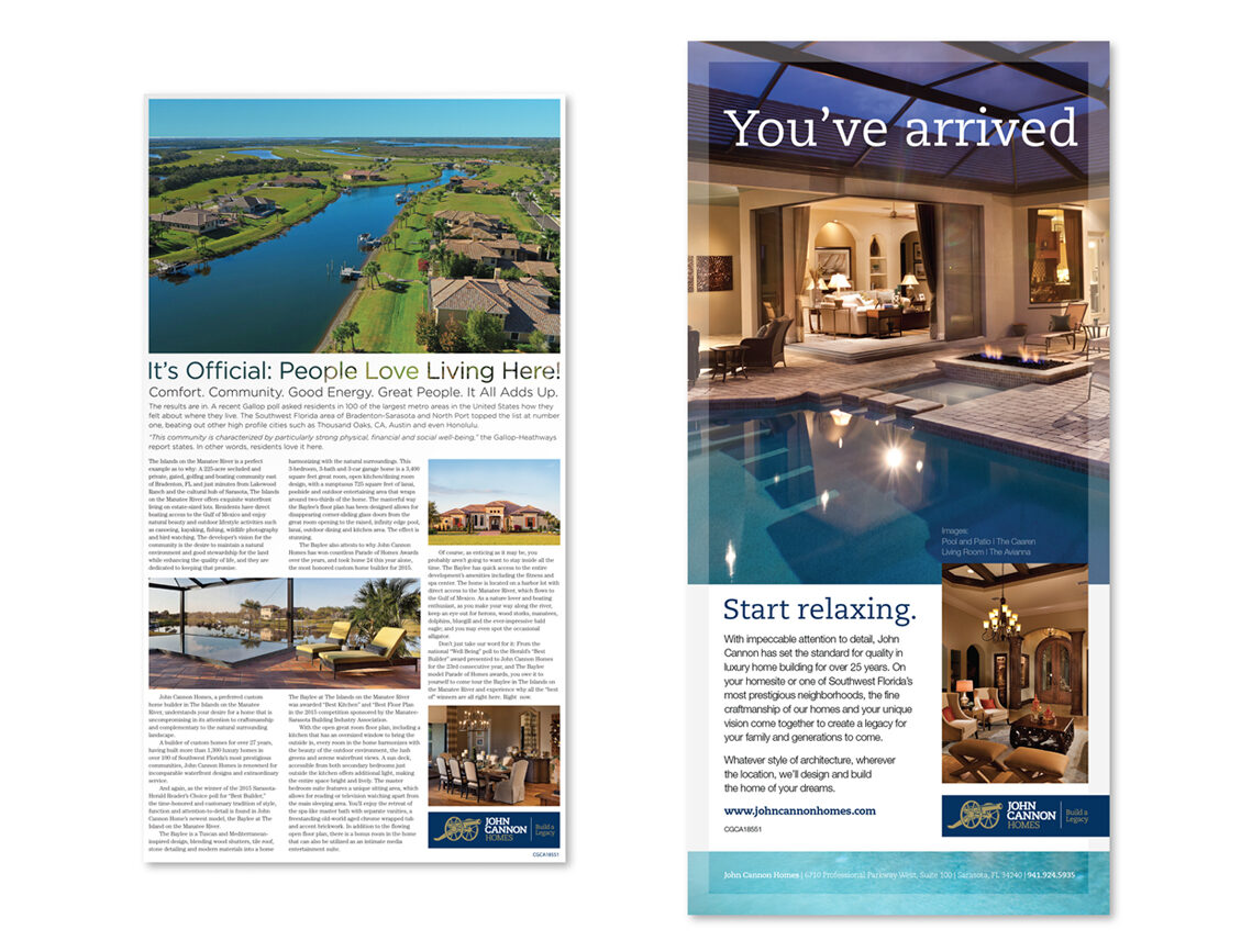 John Cannon Homes Advertorial & Ad 1