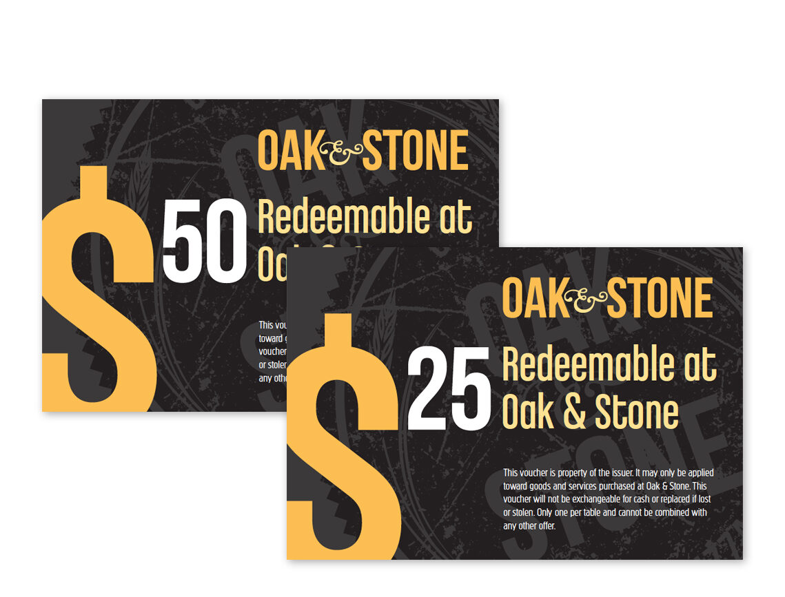 Oak & Stone Vouchers