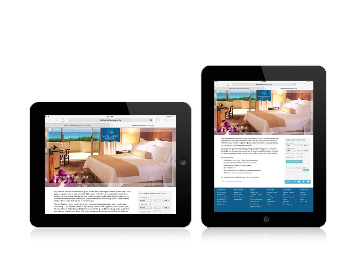 Safety Harbor Resort Website Room Selector Concept