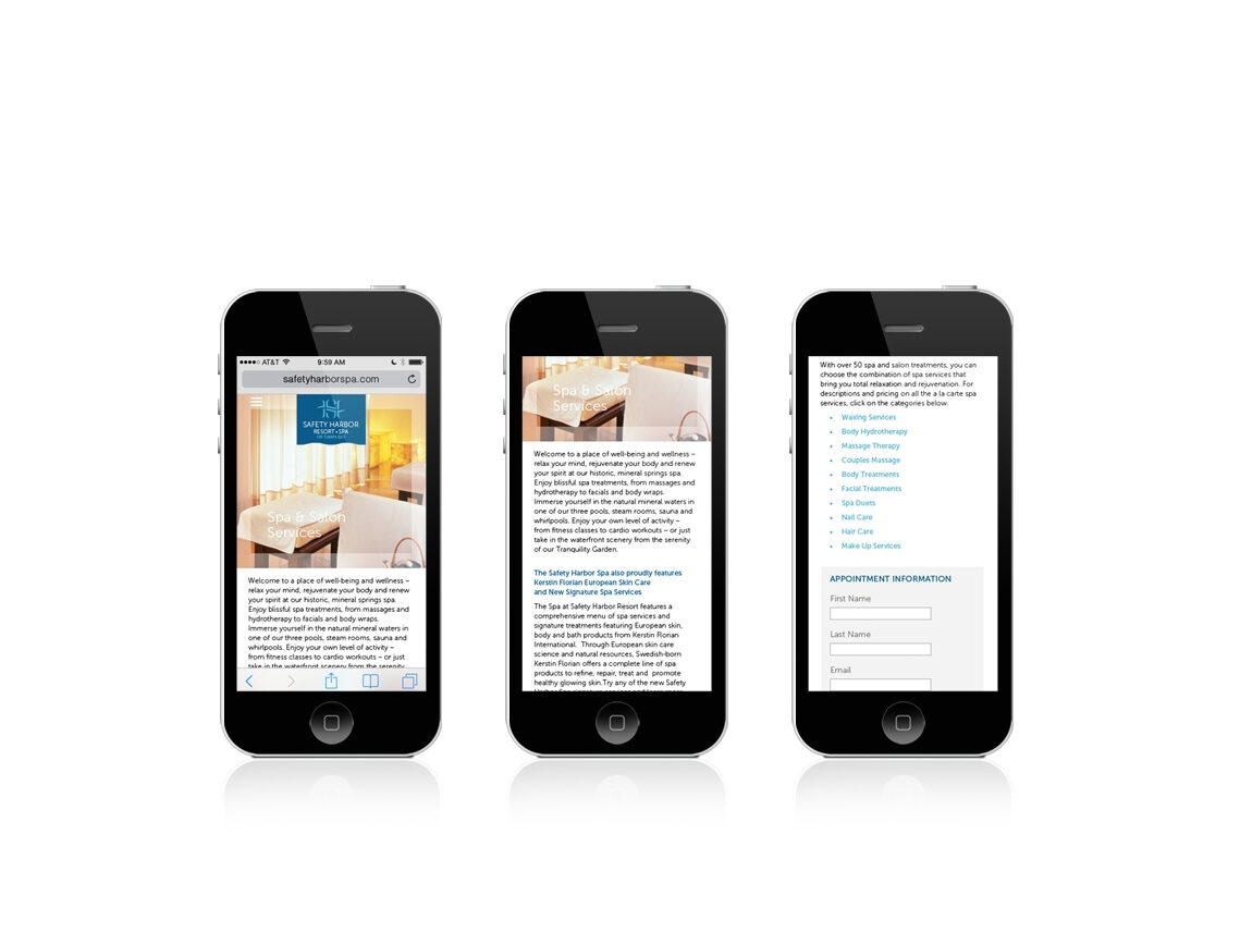 Safety Harbor Resort Mobile Website Concept 3