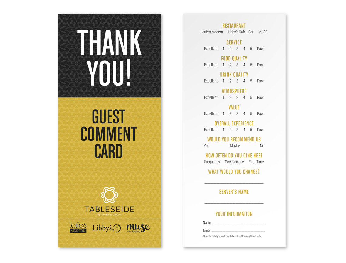 Tableseide Comment Card