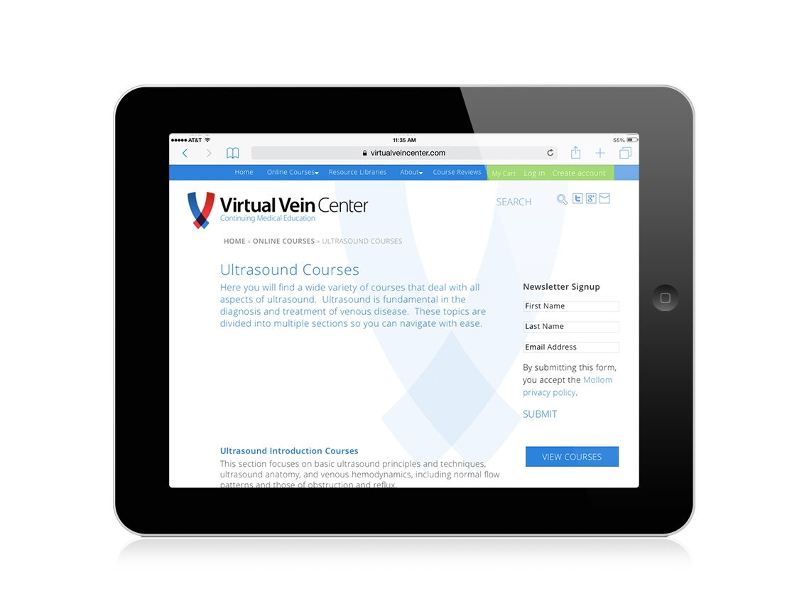 Virtual Vein Center Website Ultrasound Courses