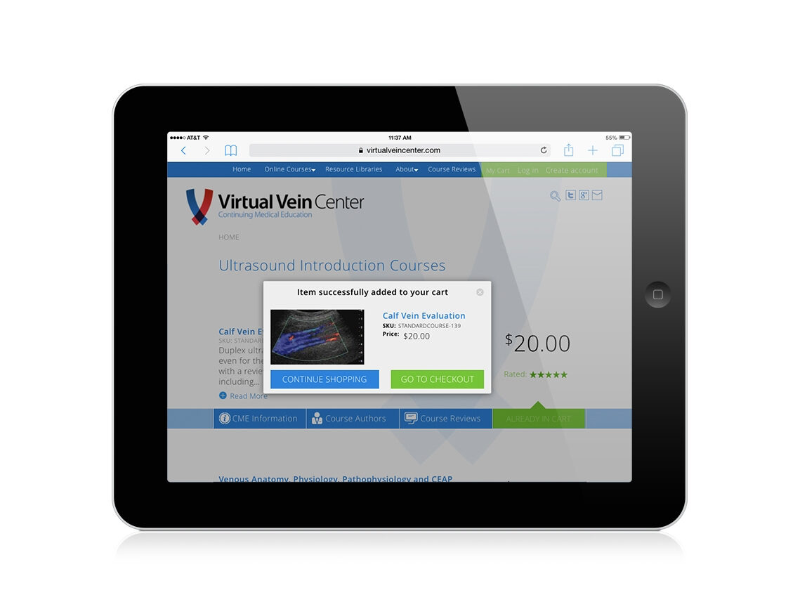 Virtual Vein Center Website Shopping Cart